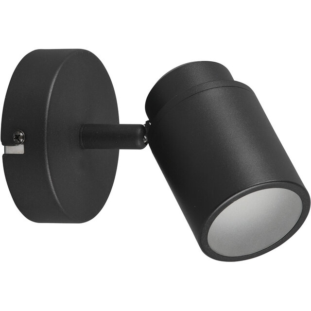 HLW LED LED Wall Spotlight - Trion Artion - GU10 Fitting - Splashproof IP44 - Round - Matte Black - Aluminum