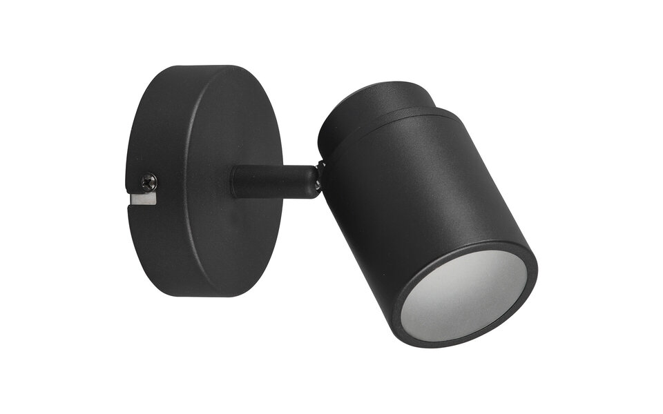 HLW LED LED Wall Spotlight - Trion Artion - GU10 Fitting - Splashproof IP44 - Round - Matte Black - Aluminum