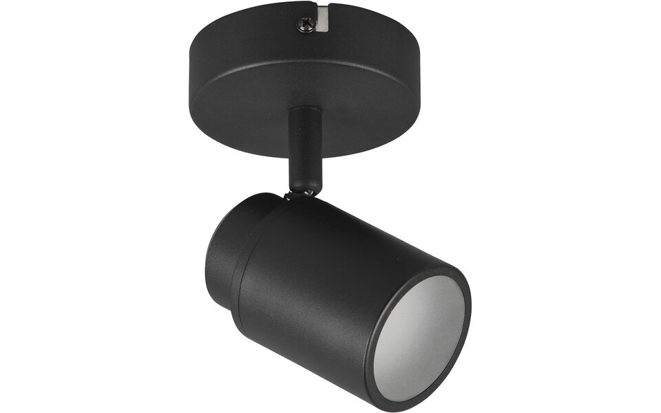 HLW LED LED Wall Spotlight - Trion Artion - GU10 Fitting - Splashproof IP44 - Round - Matte Black - Aluminum