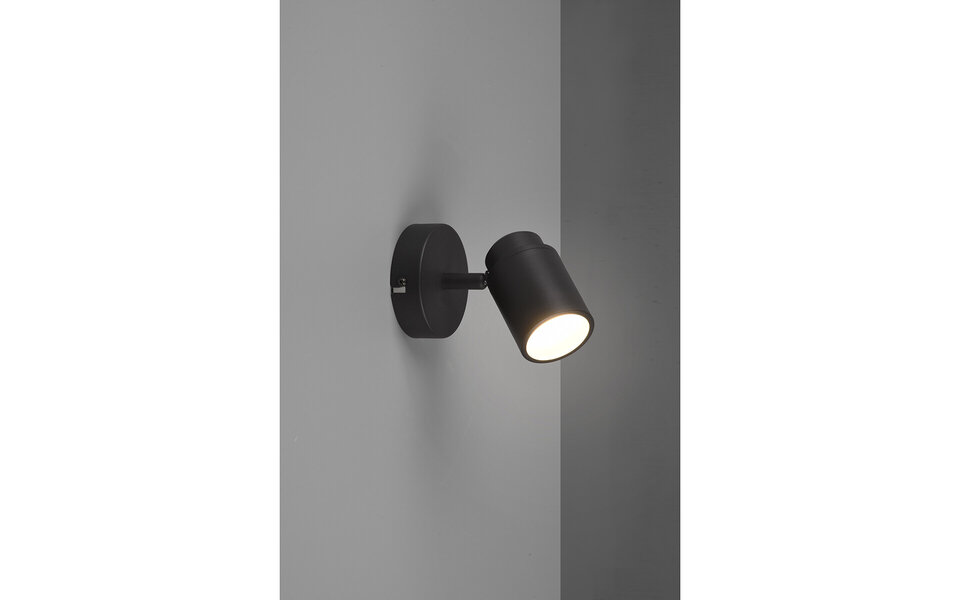 HLW LED LED Wandspot - Trion Artion - GU10 Fitting - Spatwaterdicht IP44 - Rond - Mat Zwart - Aluminium HLW LED LED Wandspot - Trion Artion - GU10 Fitting - Spatwaterdicht IP44 - Rond - Mat Zwart - Aluminium