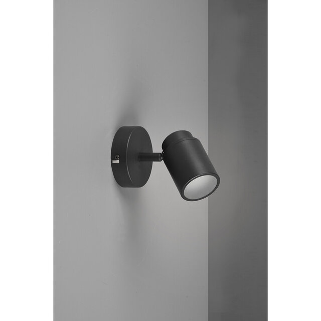 HLW LED LED Wandspot - Trion Artion - GU10 Fitting - Spatwaterdicht IP44 - Rond - Mat Zwart - Aluminium HLW LED LED Wandspot - Trion Artion - GU10 Fitting - Spatwaterdicht IP44 - Rond - Mat Zwart - Aluminium