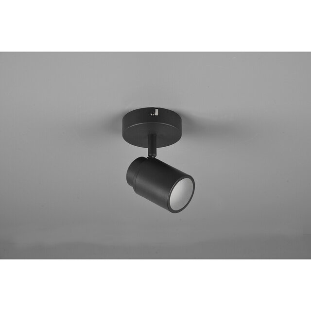 HLW LED LED Wall Spotlight - Trion Artion - GU10 Fitting - Splashproof IP44 - Round - Matte Black - Aluminum