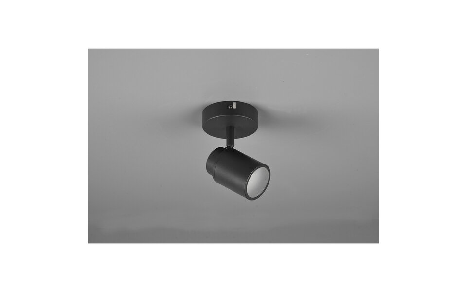 HLW LED LED Wall Spotlight - Trion Artion - GU10 Fitting - Splashproof IP44 - Round - Matte Black - Aluminum