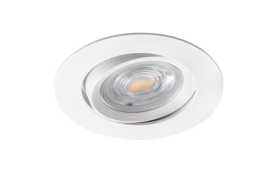 HLW LED LED Recessed Spotlight - Brinton - 7W 630lm 38D - Dimmable - 865 Bright/Cool White 6500K - Round - White