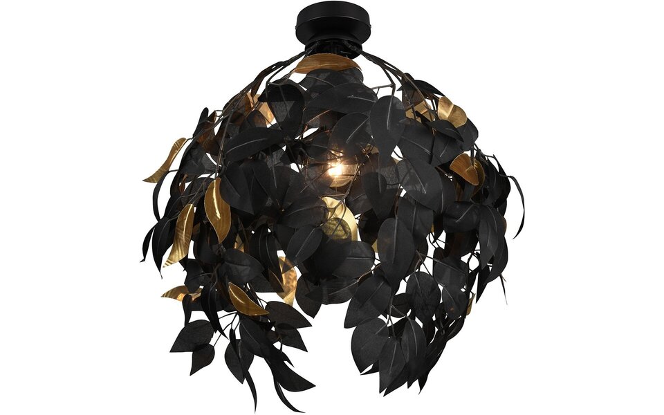 HLW LED LED Plafondlamp - Plafondverlichting - Trion Lovy - E27 Fitting - 1-lichts - Rond - Mat Zwart/Goud - Aluminium HLW LED LED Plafondlamp - Plafondverlichting - Trion Lovy - E27 Fitting - 1-lichts - Rond - Mat Zwart/Goud - Aluminium