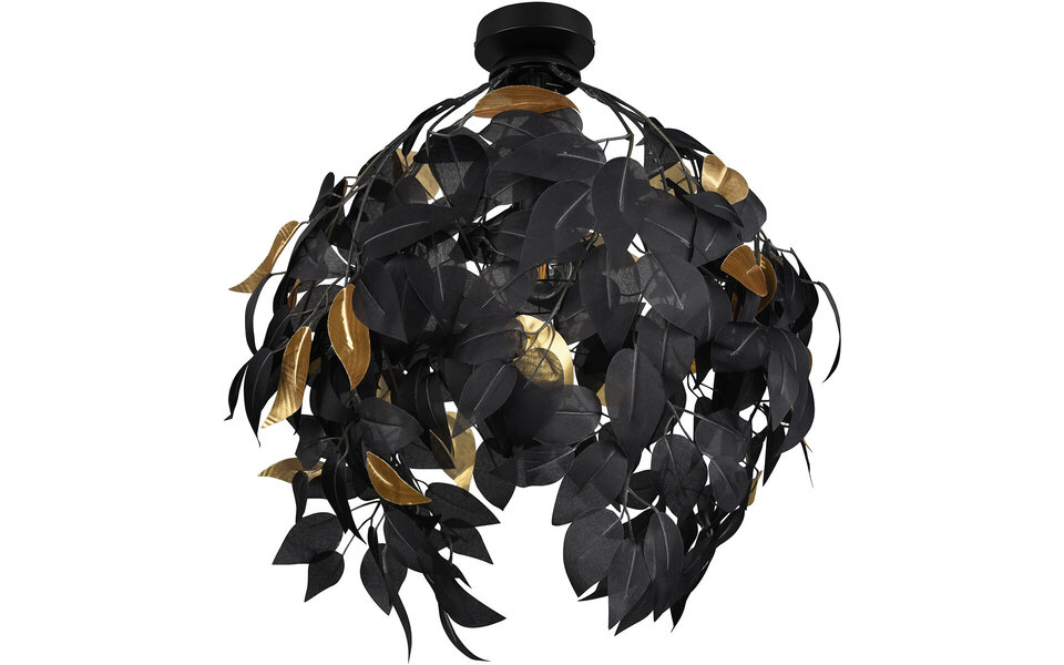 HLW LED LED Plafondlamp - Plafondverlichting - Trion Lovy - E27 Fitting - 1-lichts - Rond - Mat Zwart/Goud - Aluminium HLW LED LED Plafondlamp - Plafondverlichting - Trion Lovy - E27 Fitting - 1-lichts - Rond - Mat Zwart/Goud - Aluminium