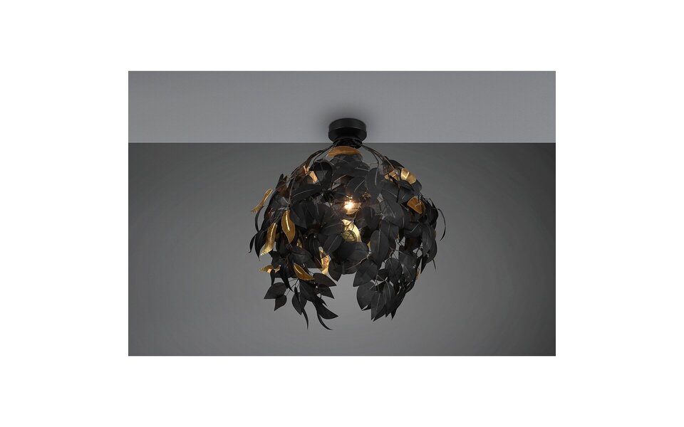 HLW LED LED Ceiling Light - Ceiling Lighting - Trion Lovy - E27 Fitting - 1-light - Round - Matte Black/Gold - Aluminum