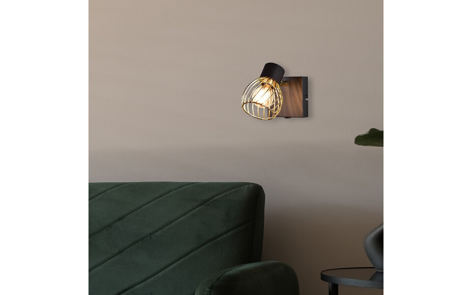 HLW LED LED Wall Spotlight - Wall Lighting - Trion Ordan - E14 Fitting - Black/Gold