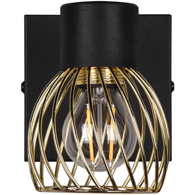 HLW LED LED Wandspot - Wandverlichting - Trion Ordan - E14 Fitting - Zwart/Goud HLW LED LED Wandspot - Wandverlichting - Trion Ordan - E14 Fitting - Zwart/Goud