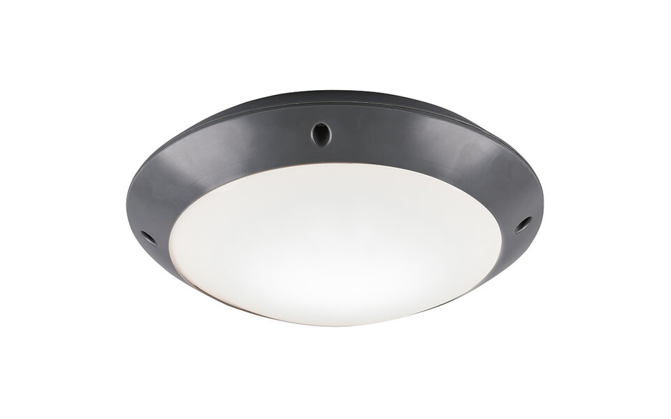 HLW LED LED Plafondlamp - Badkamerlamp - Trion Camiro - Opbouw Rond - Waterdicht IP54 - E27 Fitting - Mat Antraciet - Kunststof