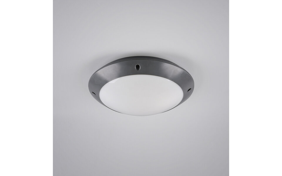 HLW LED LED Plafondlamp - Badkamerlamp - Trion Camiro - Opbouw Rond - Waterdicht IP54 - E27 Fitting - Mat Antraciet - Kunststof
