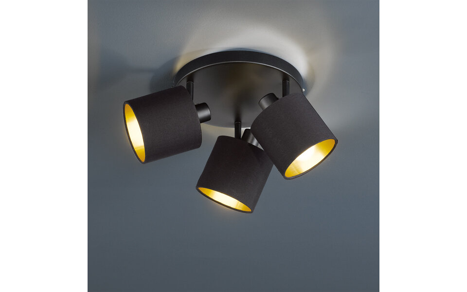 HLW LED LED Plafondspot - Plafondverlichting - Trion Torry - E14 Fitting - 3-lichts - Rond - Mat Zwart - Aluminium