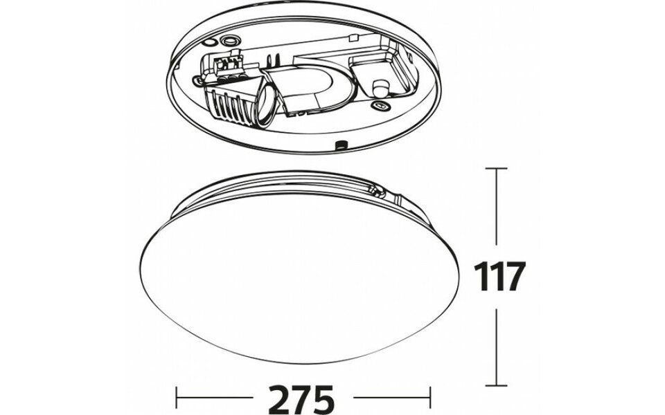 HLW LED LED Ceiling Light with Motion Sensor - 360° Sensor - E27 Fitting - Matte White - Frosted Glass - Philips - CorePro LEDbulb 827 A60 - 8W - Warm White 2700K