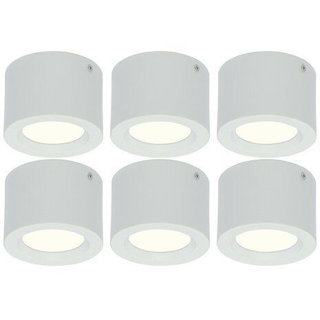 LED Downlight 6 Pack - Opbouw Rond Hoog 5W - Natuurlijk Wit 4200K - Mat Wit Aluminium - Ø105mm LED Downlight 6 Pack - Opbouw Rond Hoog 5W - Natuurlijk Wit 4200K - Mat Wit Aluminium - Ø105mm