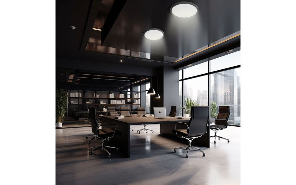 HLW LED LED Plafondlamp - Brinton Jin - 36W 3960lm - Aanpasbare Lichtkleur 3000K-4000K-6500K - Ø400 mm - Opbouw - Rond - Zwart HLW LED LED Plafondlamp - Brinton Jin - 36W 3960lm - Aanpasbare Lichtkleur 3000K-4000K-6500K - Ø400 mm - Opbouw - Rond - Zwart