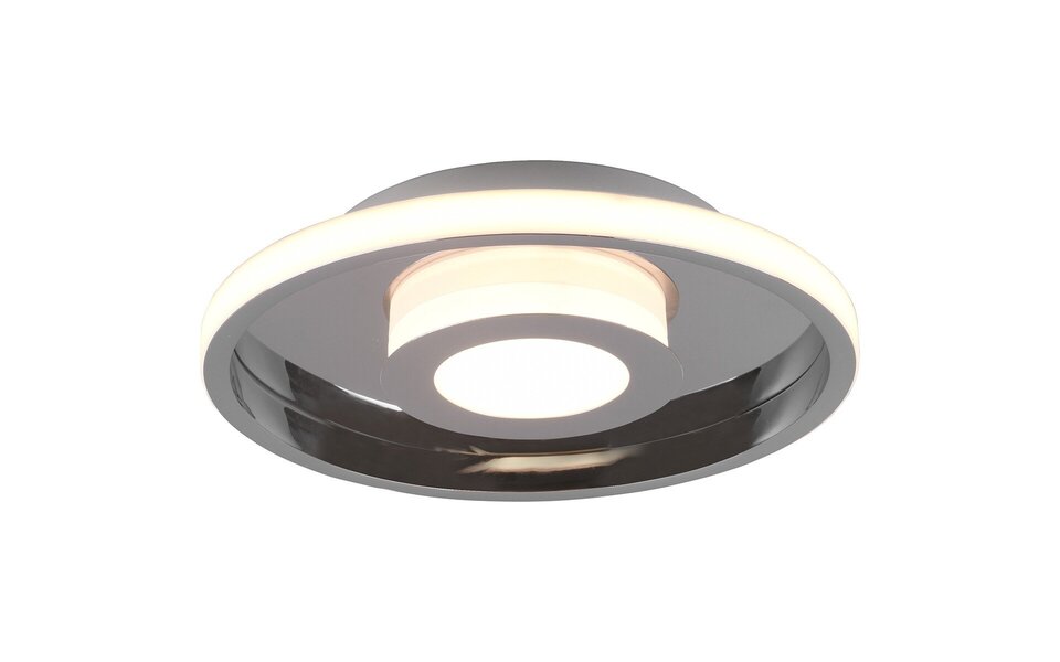 HLW LED LED Ceiling Light - Bathroom Light - Trion Asmaya - Surface Mounted Round 28W - Splashproof IP44 - Dimmable - Warm White 3000K - Matte Chrome - Aluminum