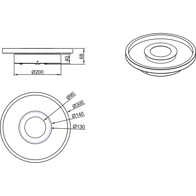 HLW LED LED Ceiling Light - Bathroom Light - Trion Asmaya - Surface Mounted Round 28W - Splashproof IP44 - Dimmable - Warm White 3000K - Matte Chrome - Aluminum