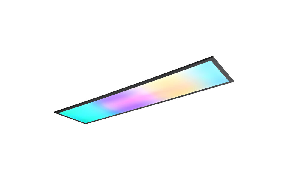 HLW LED LED Ceiling Lamp - Ceiling Lighting - Trion Atex - 31W - RGBW - Dimmable - Adjustable Color - Remote Control - Night Light - Matte Black - Metal