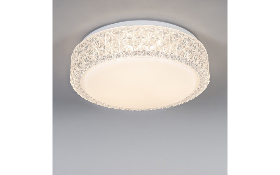 HLW LED LED Plafondlamp - Trion Pegyon - 12W - Warm Wit 3000K - Sterlicht - Sterlicht - Rond - Mat Wit - Acryl