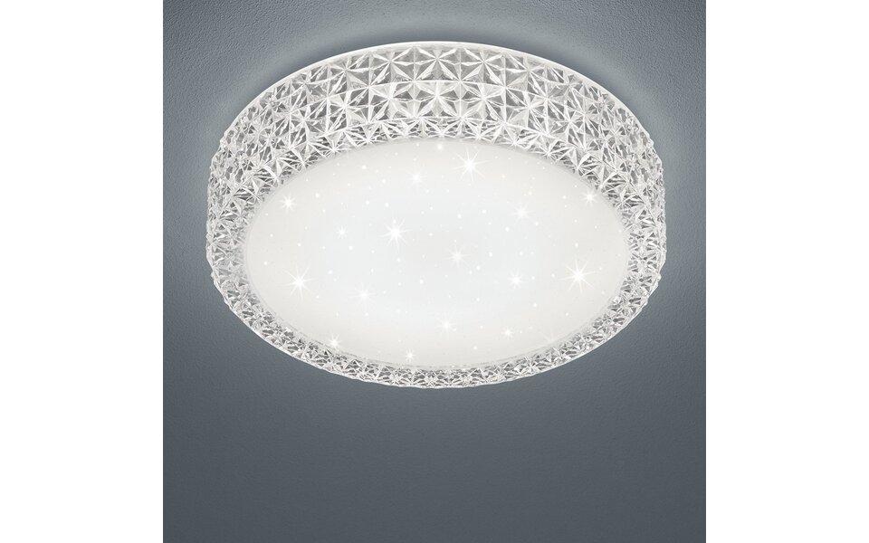 HLW LED LED Plafondlamp - Trion Pegyon - 12W - Warm Wit 3000K - Sterlicht - Sterlicht - Rond - Mat Wit - Acryl