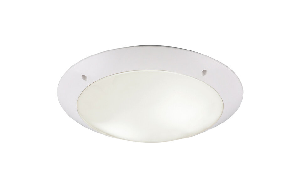 HLW LED LED Ceiling Light - Bathroom Light - Trion Camiro - Surface Mounted Round - Waterproof IP54 - E27 Fitting - 2 Lights - Matte White - Plastic