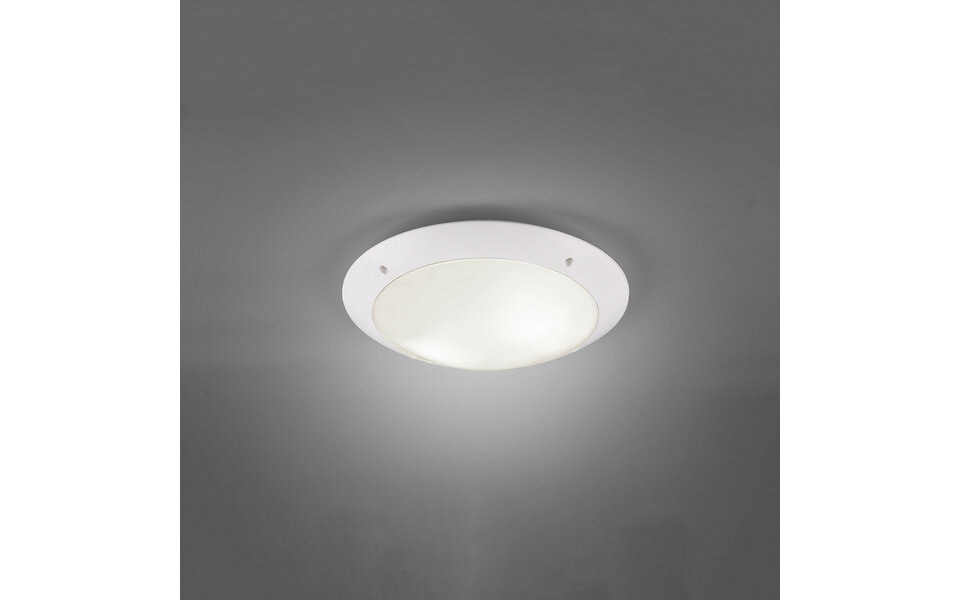 HLW LED LED Ceiling Light - Bathroom Light - Trion Camiro - Surface Mounted Round - Waterproof IP54 - E27 Fitting - 2 Lights - Matte White - Plastic