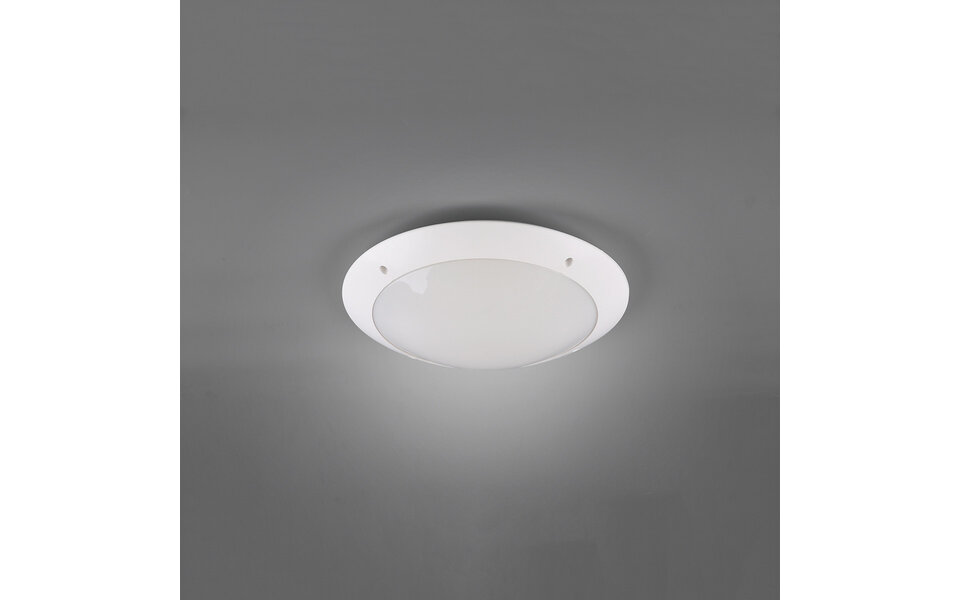 HLW LED LED Ceiling Light - Bathroom Light - Trion Camiro - Surface Mounted Round - Waterproof IP54 - E27 Fitting - 2 Lights - Matte White - Plastic