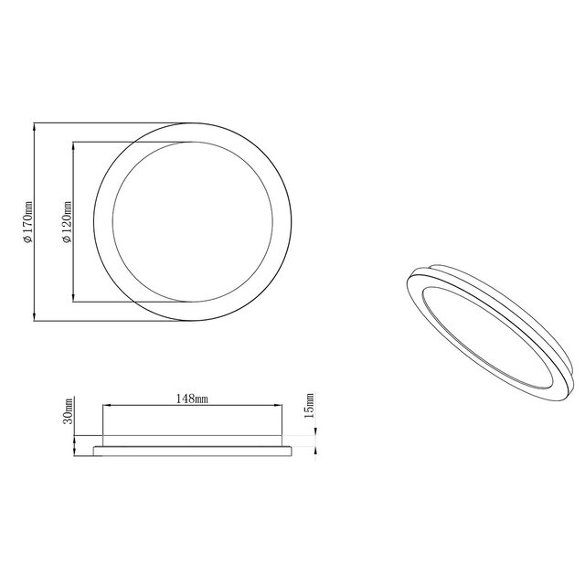 HLW LED LED Plafondlamp - Badkamerlamp - Trion Camy - Opbouw Rond 9W - Spatwaterdicht IP44 - Dimbaar - Warm Wit 3000K - Mat Zwart