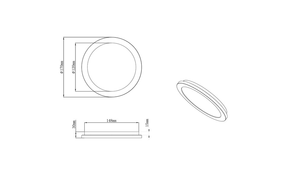 HLW LED LED Plafondlamp - Badkamerlamp - Trion Camy - Opbouw Rond 9W - Spatwaterdicht IP44 - Dimbaar - Warm Wit 3000K - Mat Zwart