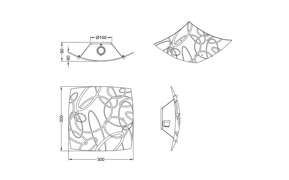 HLW LED LED Ceiling Lamp - Ceiling Lighting - Trion Spirilo - E27 Fitting - 1-light - Square - Matt White - Aluminum
