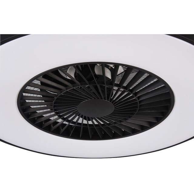 HLW LED LED Plafondlamp met Ventilator - Plafondventilator - Trion Halma - 40W - Aanpasbare Kleur - Afstandsbediening - Dimbaar - Rond - Mat Zwart - Kunststof