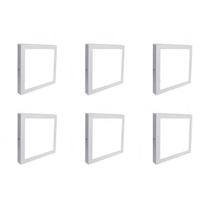 LED Downlight Set 6x 12W 840lm 6000K Vierkant Opbouw Mat Wit LED Downlight Set 6x 12W 840lm 6000K Vierkant Opbouw Mat Wit