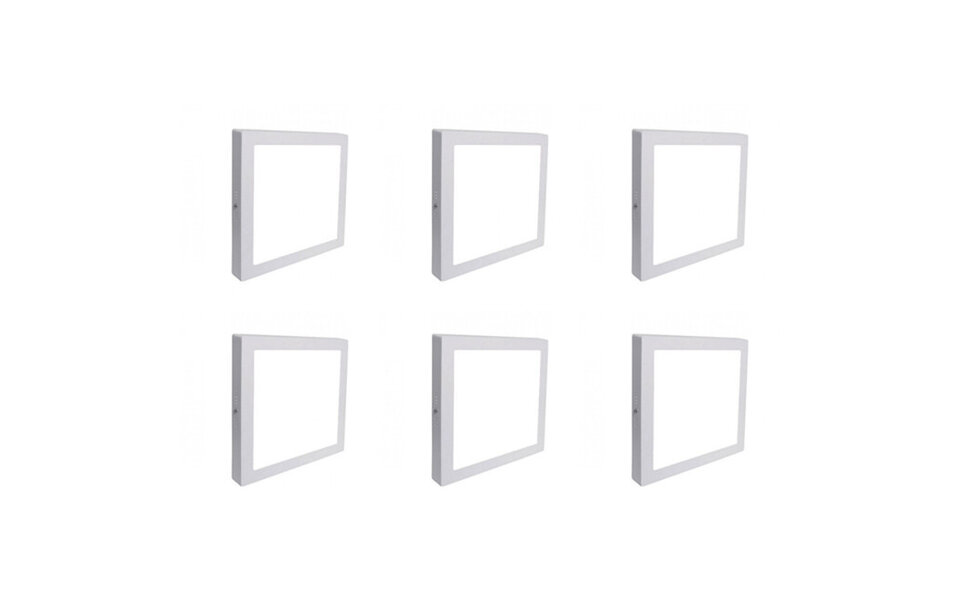 HLW LED LED Downlight 6 Pack - Opbouw Vierkant 12W - Helder/Koud Wit 6000K - Mat Wit Aluminium - 170mm