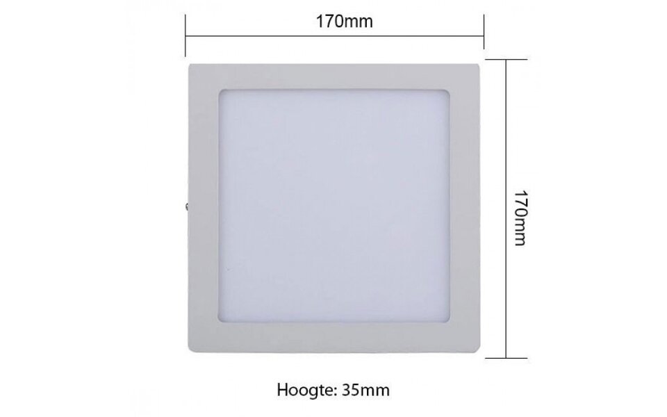 HLW LED LED Downlight 6 Pack - Surface Mounted Square 12W - Bright/Cool White 6000K - Matte White Aluminum - 170mm