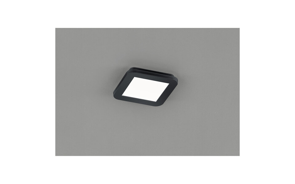 HLW LED LED Ceiling Light - Bathroom Light - Trion Camy - Surface Mounted Square 9W - Splashproof IP44 - Dimmable - Warm White 3000K - Matte Black