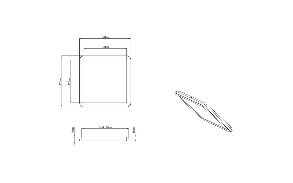 HLW LED LED Ceiling Light - Bathroom Light - Trion Camy - Surface Mounted Square 9W - Splashproof IP44 - Dimmable - Warm White 3000K - Matte Black