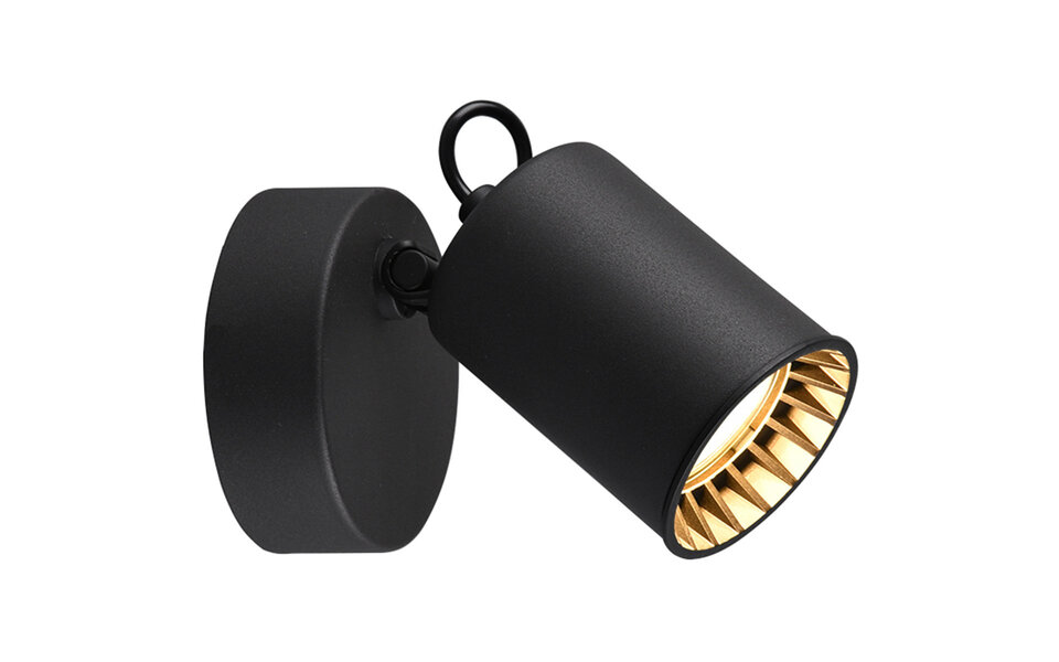 HLW LED LED wall spotlight - Trion Pirlo - GU10 fitting - 1 light - Round - Matte black - Aluminum HLW LED LED wall spotlight - Trion Pirlo - GU10 fitting - 1 light - Round - Matte black - Aluminum