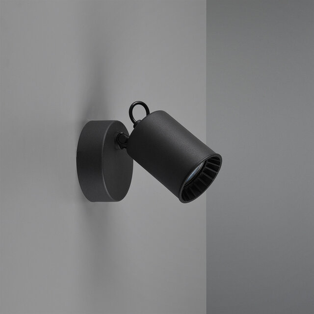 HLW LED LED wall spotlight - Trion Pirlo - GU10 fitting - 1 light - Round - Matte black - Aluminum HLW LED LED wall spotlight - Trion Pirlo - GU10 fitting - 1 light - Round - Matte black - Aluminum