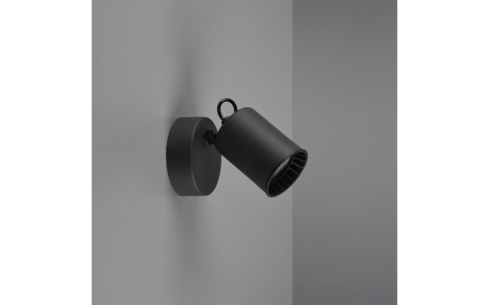 HLW LED LED Wandspot - Trion Pirlo - GU10 Fitting - 1-lichts - Rond - Mat Zwart - Aluminium