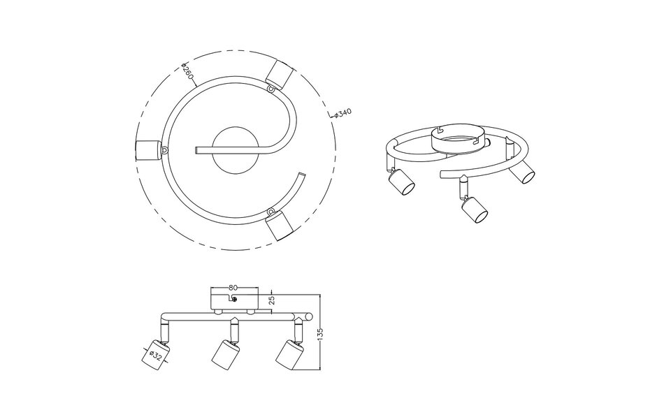 HLW LED LED Plafondspot - Trion Pamo - GU10 Fitting - 3-lichts - Rond - Mat Titaan - Aluminium