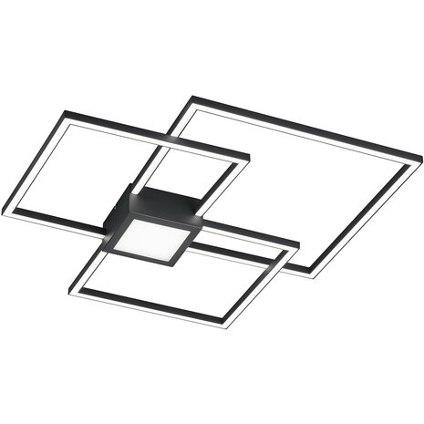 LED Plafondlamp - Trion Hydro - 38W - Warm Wit 3000K - Dimbaar - Vierkant - Mat Antraciet - Aluminium LED Plafondlamp - Trion Hydro - 38W - Warm Wit 3000K - Dimbaar - Vierkant - Mat Antraciet - Aluminium