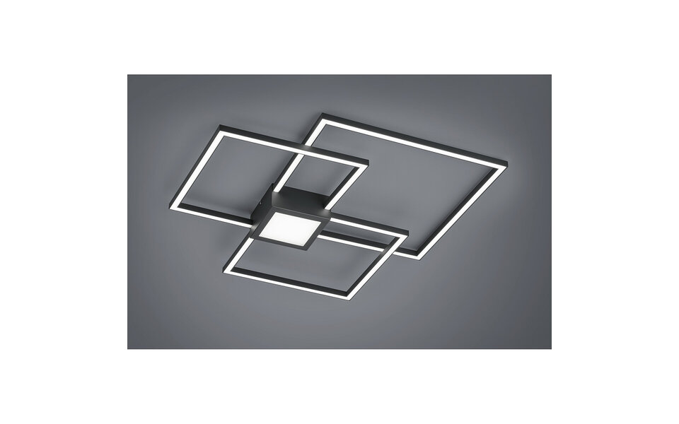 HLW LED LED Plafondlamp - Trion Hydro - 38W - Warm Wit 3000K - Dimbaar - Vierkant - Mat Antraciet - Aluminium