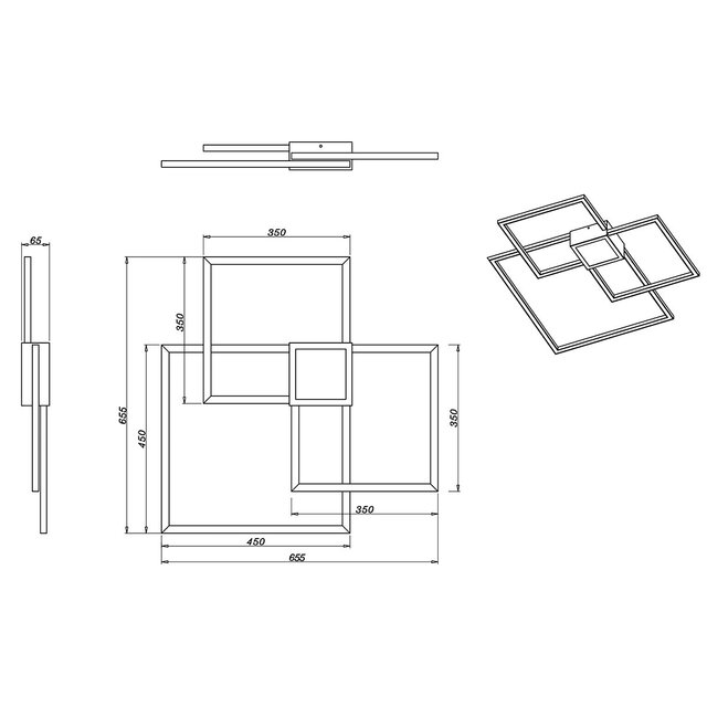 HLW LED LED Ceiling Light - Trion Hydro - 38W - Warm White 3000K - Dimmable - Square - Matte Anthracite - Aluminum