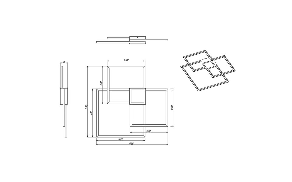 HLW LED LED Ceiling Light - Trion Hydro - 38W - Warm White 3000K - Dimmable - Square - Matte Anthracite - Aluminum