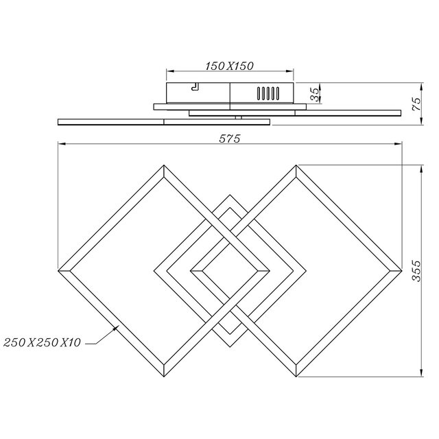 HLW LED LED Ceiling Lamp - Ceiling Lighting - Trion Venda - 25W - Warm White 3000K - Dimmable - Square - Matte Titanium - Aluminum
