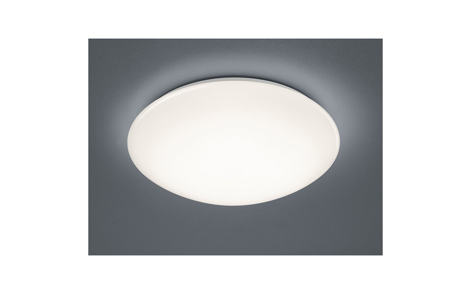 HLW LED LED Ceiling Light with Motion Sensor - Trion Poly - Surface Mounted Round 18W - Splashproof IP44 - Warm White 3000K - 360° - Matte White