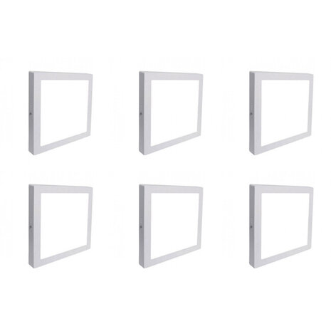 LED Downlight 6 Pack - Opbouw Vierkant 18W - Helder/Koud Wit 6000K - Mat Wit Aluminium - 225mm LED Downlight 6 Pack - Opbouw Vierkant 18W - Helder/Koud Wit 6000K - Mat Wit Aluminium - 225mm
