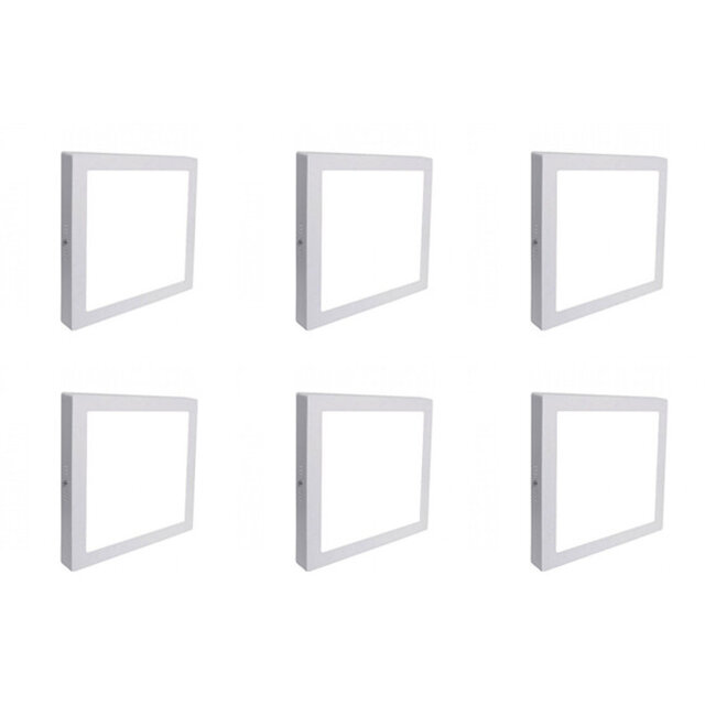 LED Downlight 6-pack 18W 1850lm 6000K Vierkant 225mm Opbouw Binnenverlichting