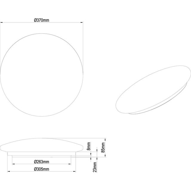 HLW LED LED Ceiling Light - Bathroom Light - Trion Mane - 15W - Splashproof IP44 - Warm White 3000K - Round - Matte White - Plastic
