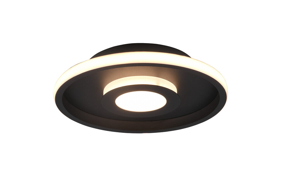 HLW LED LED Plafondlamp - Badkamerlamp - Trion Asmaya - Opbouw Rond 28W - Spatwaterdicht IP44 - Dimbaar - Warm Wit 3000K - Mat Zwart - Aluminium